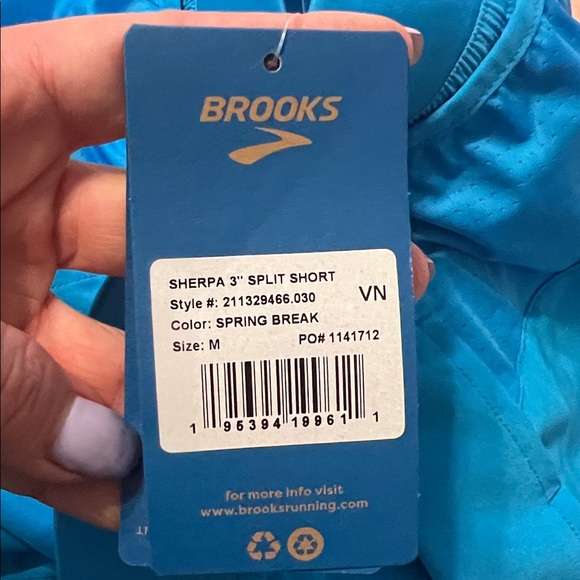 Brooks NWT Sherpa 3" Split Running Shorts Men's Medium Bright Blue Spring Break - Picture 5 of 6